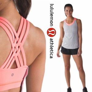 EUC Lululemon Beat The Heat Tank (Seal Grey / Grapefruit)